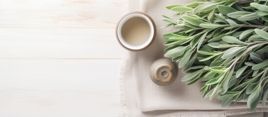 Green Leaves Surrounding a Steaming Cup of Fresh Coffee Close Up Shot