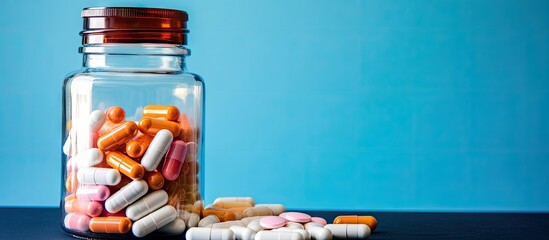 Poster - A Multitude of Prescribed and Over-the-Counter Medications in a Glass Jar and Pill Bottle