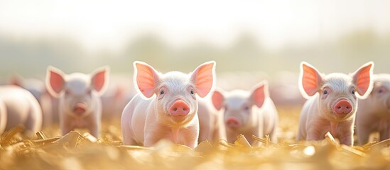 Poster - Diverse Group of Happy and Playful Pigs Enjoying a Sunny Day on the Farm