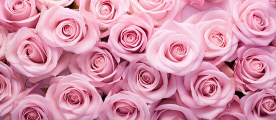 Fototapete - Delicate Pink Roses Blossoms Background for Stunning Floral Wallpaper Designs