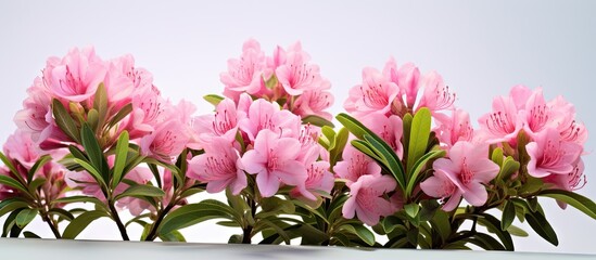 Fototapete - Elegant Pink Flowers Adorn a Vase on a Pure White Surface, Bringing Serenity and Beauty to Any Space