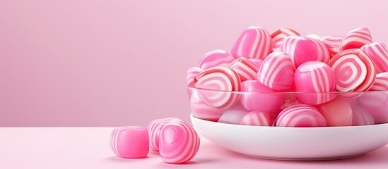 Poster - Delicious Pink and White Candy Candies Arranged in a Bowl with a Sweet Temptation Display