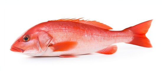 Poster - Vibrant Tropical Fish with a Stunning Red Tail Swimming gracefully in an Exotic Underwater Paradise