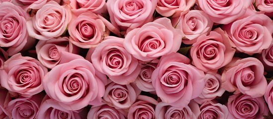 Fototapete - Elegant Bouquet of Exquisite Cerise Roses - Floral Blossoms in Romantic Pastel Pink Hue