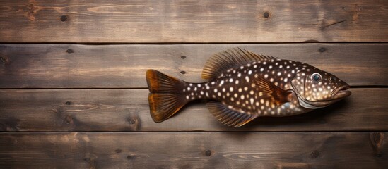Leinwandbilder - Freshly Caught Fish Displayed on Rustic Wooden Surface with Scale and Texture Details