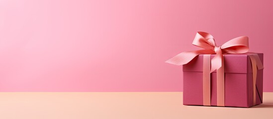 Poster - Charming Pink Surprise: Elegant Gift Box with Delicate Pink Ribbon for Special Occasions