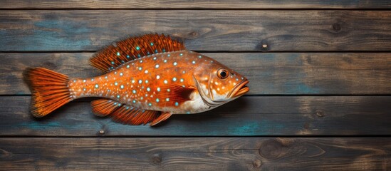 Aufkleber - Fresh Fish Catch Laid Out on Rustic Wooden Surface for Culinary Preparation