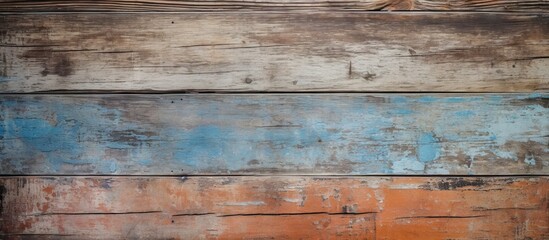 Aufkleber - Weathered Wooden Wall with Flaking and Chipped Paint in Vintage Style