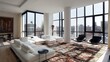 Spacious and Modern Living Room With Panoramic City View During Daytime