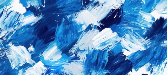 Wall Mural - Seamless pattern background of a painter abstract painting featuring a blue and white background