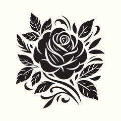 Canvas Print - Rose Flower Silhouette Vector Illustration