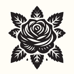 Poster - Rose Flower Silhouette Vector Illustration