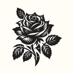 Sticker - Rose Flower Silhouette Vector Illustration