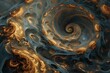 A spiral of gold and blue swirls with a dark background