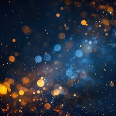 Wall Mural - Blue and Gold Abstract Bokeh Background: New Year's Eve Celebration Sparkle