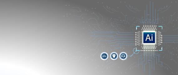 Poster - Futuristic Concept of Artificial Intelligence Processor with Integrated Circuitry - Ideal for Technology and Innovation Themes