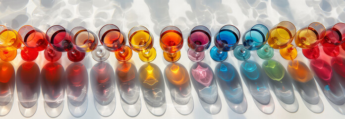 Canvas Print - Colorful glasses with colorful shadows 