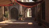 Fototapeta Kosmos - 3D Rendered old Moroccan Street with traditional buildings - 3D Illustration