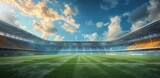 Fototapeta Sport - Large Empty Stadium With Green Field