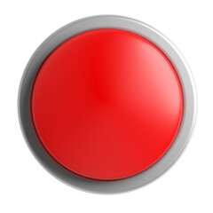 Red button. Isolated. Transparent background. 3d illustration.
