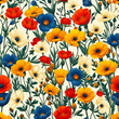 wildflower as a background on a seamless tile, ai generated