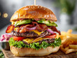 AI-Generated Close-Up of a Delicious Hamburger