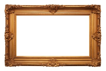 Gold frame on white background. Perfect for showcasing artwork or photos. Adds elegance and sophistication to any space.