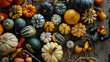 the essence of autumn with a spread of seasonal squash varieties like butternut, acorn, and delicata