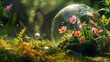 Enchanting Pink Daisies in a Glowing Soap Bubble
