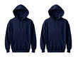 Set of navy blue hoodie isolated on transparent background, transparency image, removed background