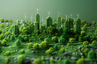 Green and Wind Powered Cityscape, To convey a message of sustainable and eco-friendly urban development, highlighting the use of renewable energy
