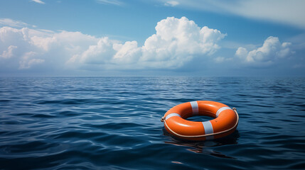 Illustration of a buoy floating in blue water 