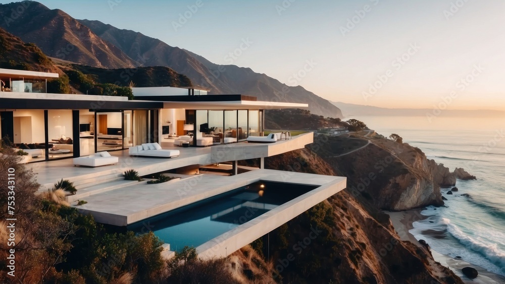Stunning modern villa nestled in the hills of Malibu, California ...