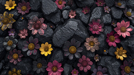 Sticker - black and white flowers