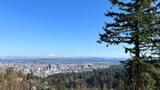 Fototapeta Miasta - View of Portland Oregon with Mt Hood on a clear sunny day.