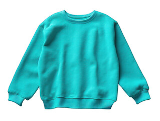 Wall Mural - Cyan sweater isolated on transparent background, transparency image, removed background