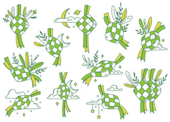 Set of Ketupat Decoration Design Element