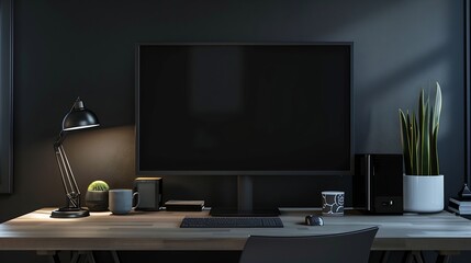 Poster - Generative AI : Blank space on moniter in the room