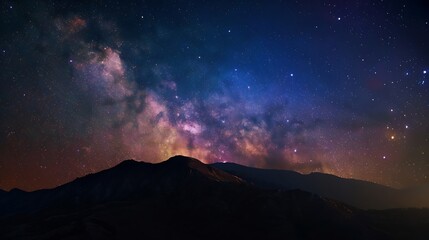 Aufkleber - Generative AI : Milky way galaxy at mountain with stars and space dust in the universe, Night landscape