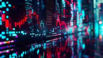 Poster - Generative AI : Stock market chart,Stock market data on LED display concept.
