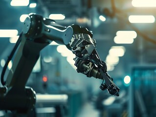 Fototapete - Generative AI : robot arm working in factory