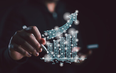Poster - planning and strategy, Stock market, Business Development and growth, progress or success concept. Businessmen plan growth and increase of positive indicators in his business.