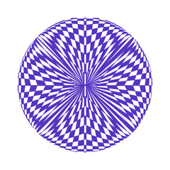 Optical illusions on purple  geometric pattern background.