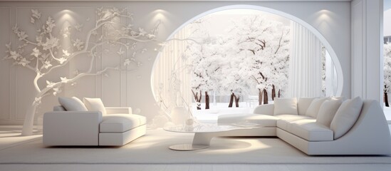 Sticker - Modern room interior design in white colors