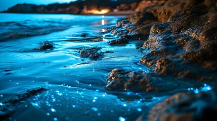 Wall Mural - a body of water next to a rocky shore