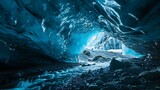 Fototapeta  - a large ice cave filled with lots of water