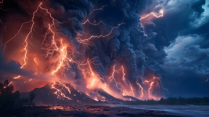 Wall Mural - a large cloud filled with lots of lightning