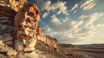 Wall Mural - a rock formation in the desert under a cloudy sky