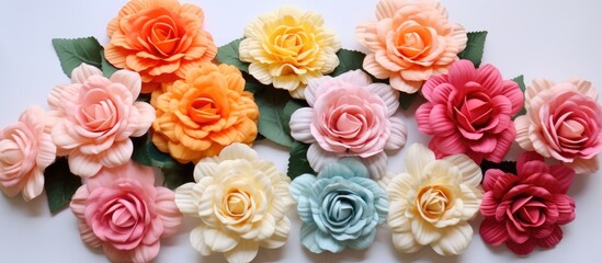 Wall Mural - Artificial flowers made from plastic and fibers for decorative purposes
