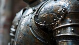 Fototapeta Zwierzęta - a close up of a metal armor with rivets